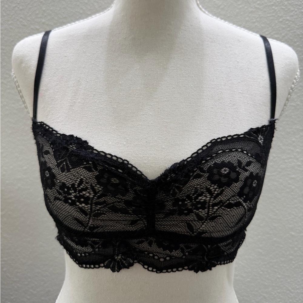 Current Mood Black Floral Lace Bra